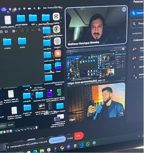 Online project call with a client